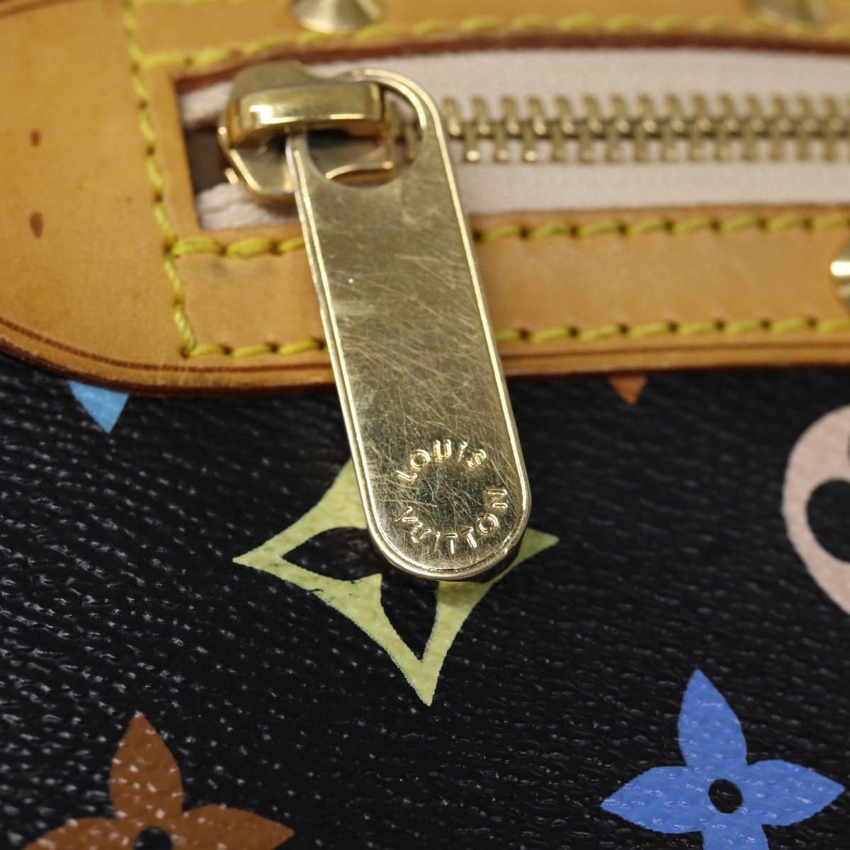 LOUIS VUITTON Monogram Multicolor Alma Hand Bag Black M92646 LV 74284