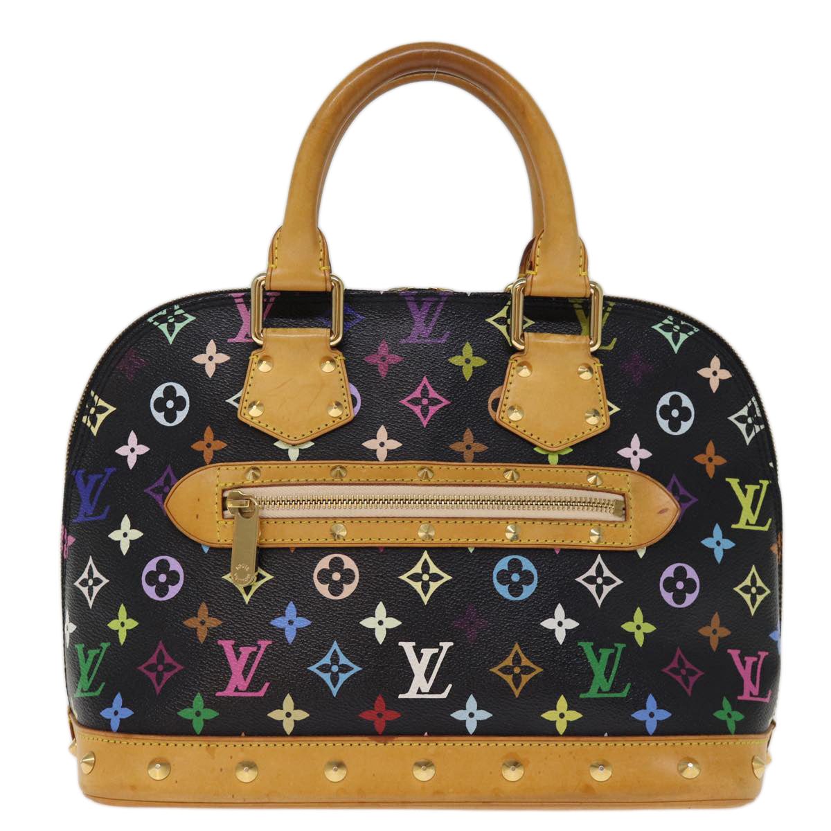 LOUIS VUITTON Monogram Multicolor Alma Hand Bag Black M92646 LV 74284