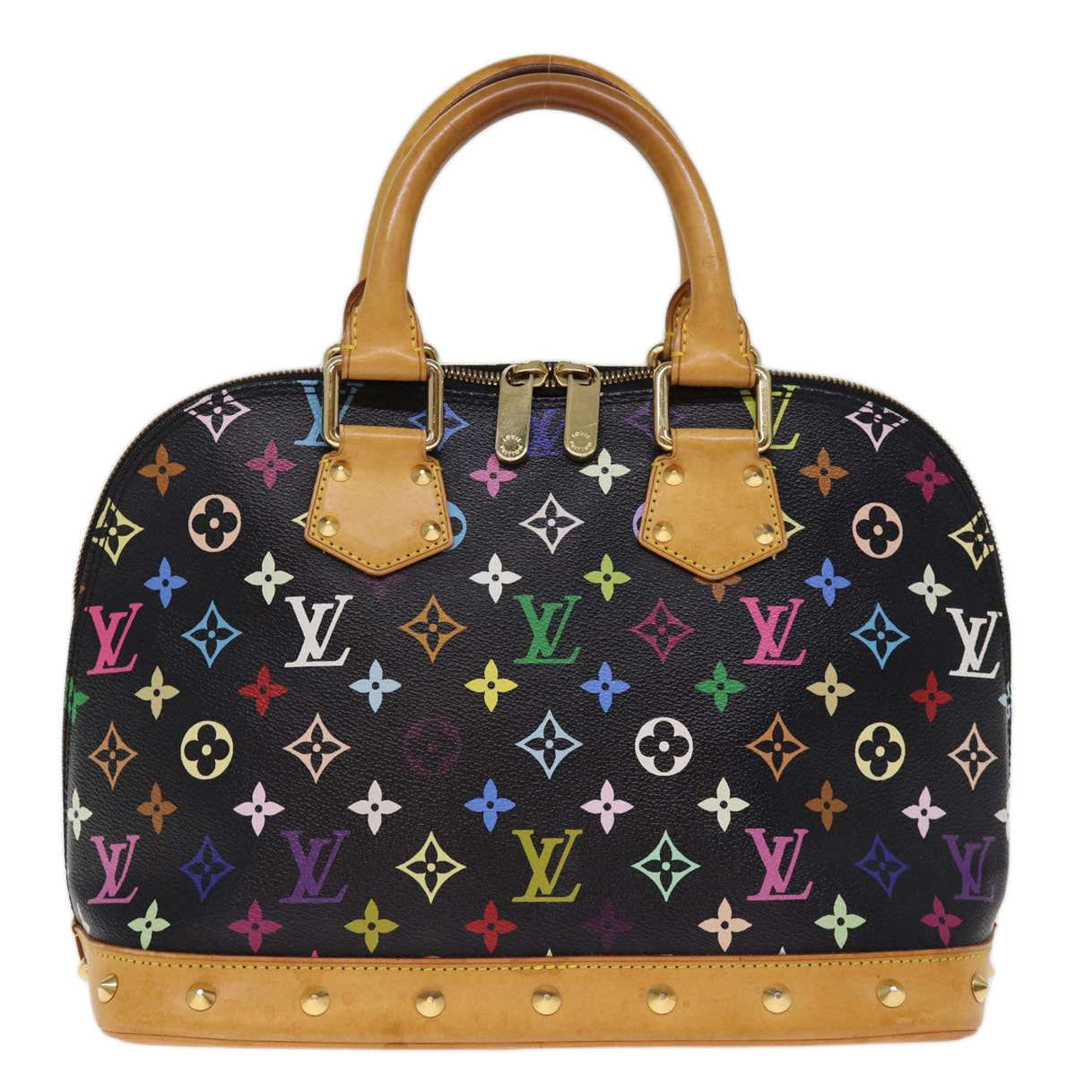 LOUIS VUITTON Monogram Multicolor Alma Hand Bag Black M92646 LV 74284