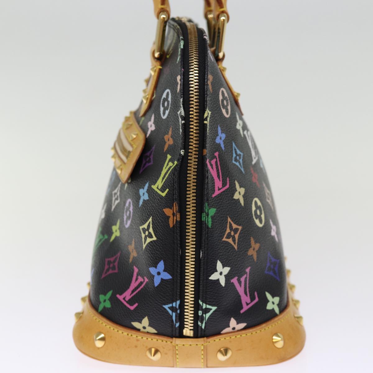 LOUIS VUITTON Monogram Multicolor Alma Hand Bag Black M92646 LV 74284