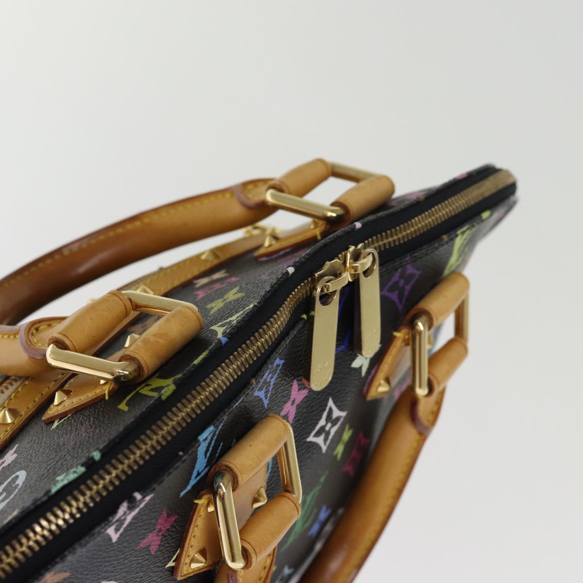 LOUIS VUITTON Monogram Multicolor Alma Hand Bag Black M92646 LV 74284