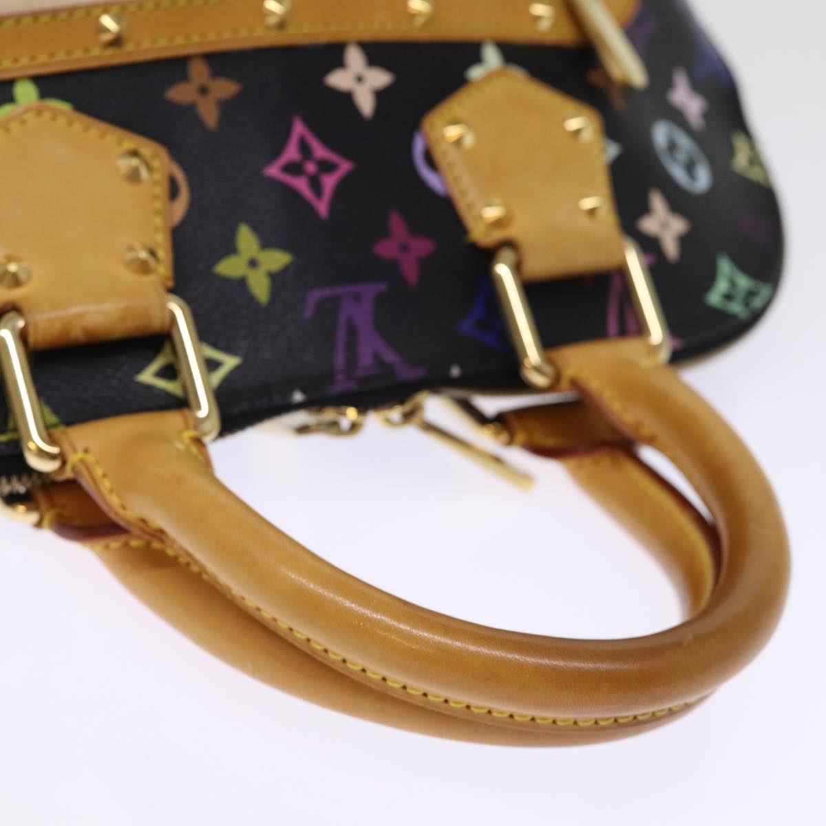 LOUIS VUITTON Monogram Multicolor Alma Hand Bag Black M92646 LV 74284