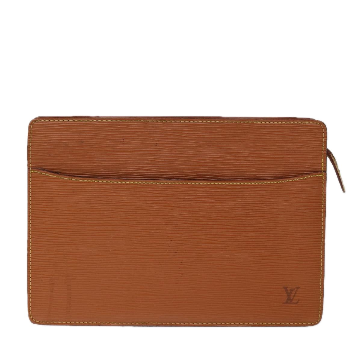 LOUIS VUITTON Epi Pochette Homme Bag Brown Zipang gold M52528 LV 74311