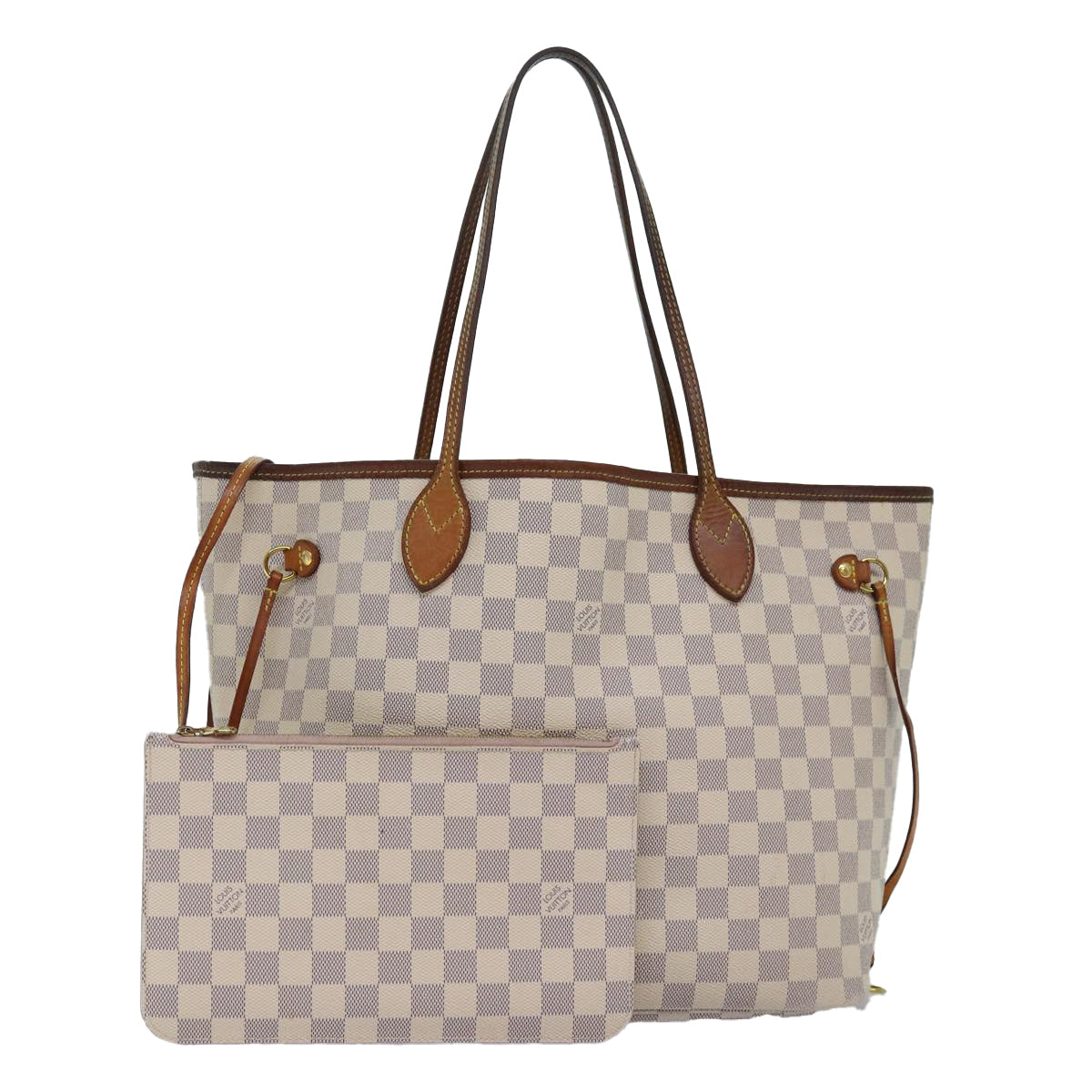 LOUIS VUITTON Damier Azur Neverfull MM Tote Bag N41605 LV 74335