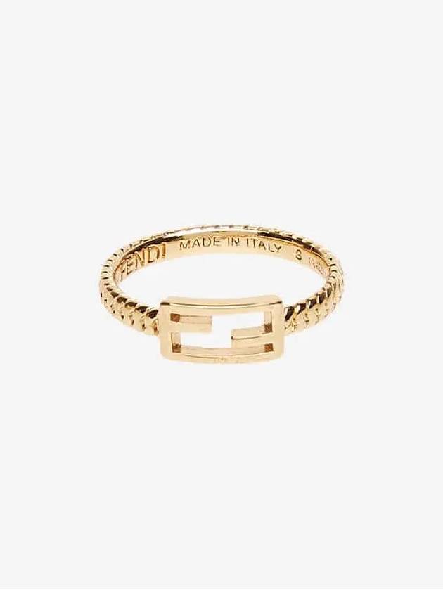 Luxury Fendi Link Chain Baguette Ring Gold