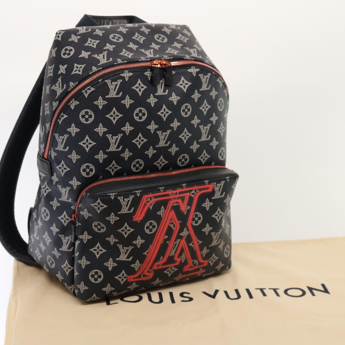 LOUIS VUITTON Monogram Ink Apollo Backpack Navy Red White M43676 LV 74436SA