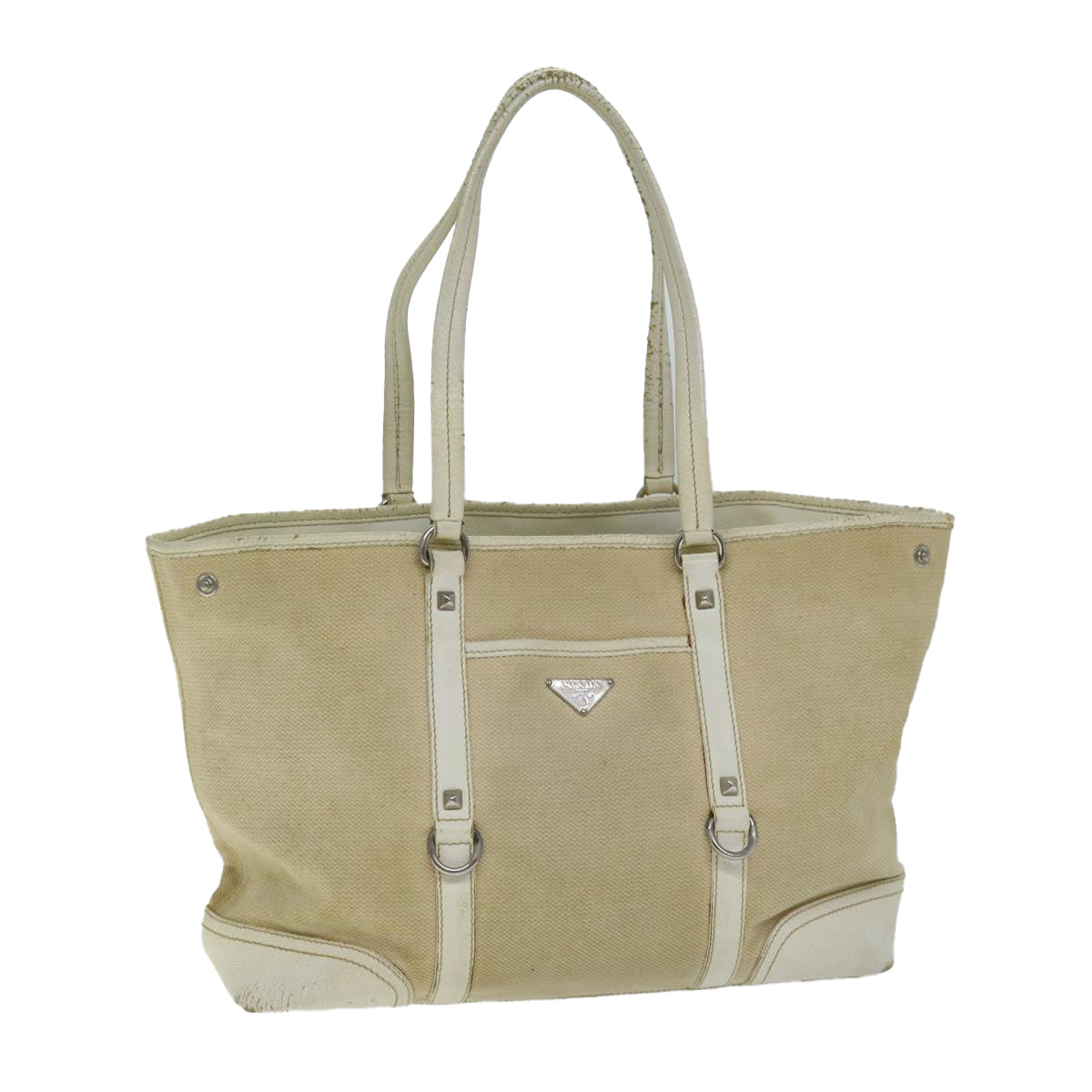Luxury PradaTote Bag Canvas Beige 74474