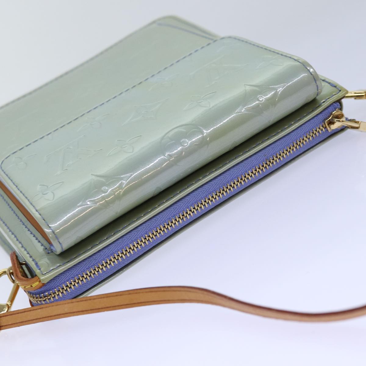 LOUIS VUITTON Monogram Vernis Motto Pouch Lavande M91224 LV 74489