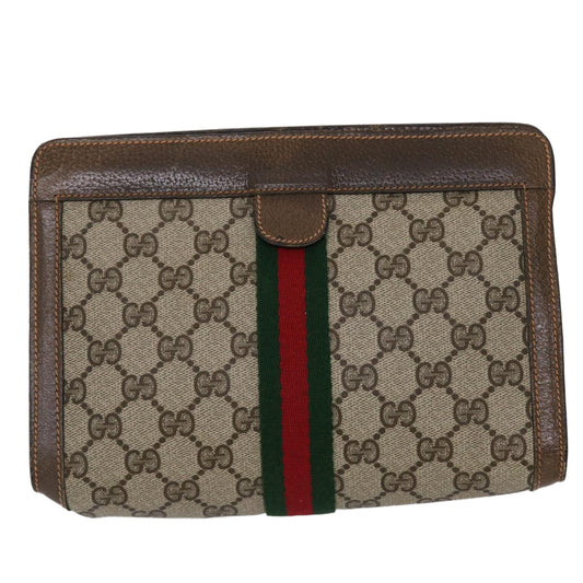 Luxury Gucci Trending 2025 GG Canvas Web Sherry Line Clutch Bag PVC Leather Beige Green