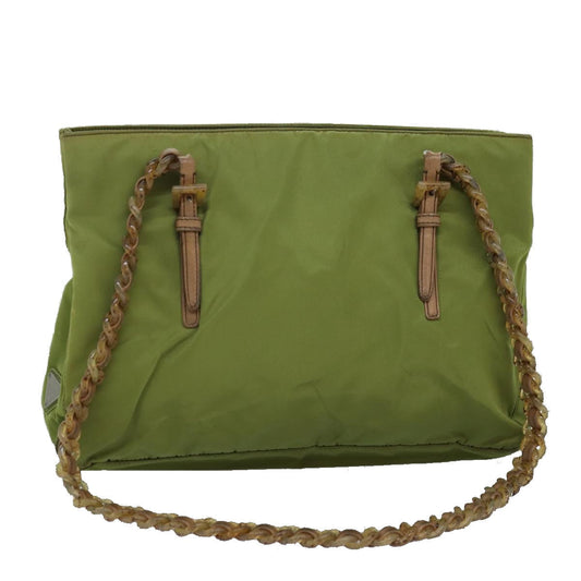 Luxury PradaChain Tote Bag Nylon Khaki 74538