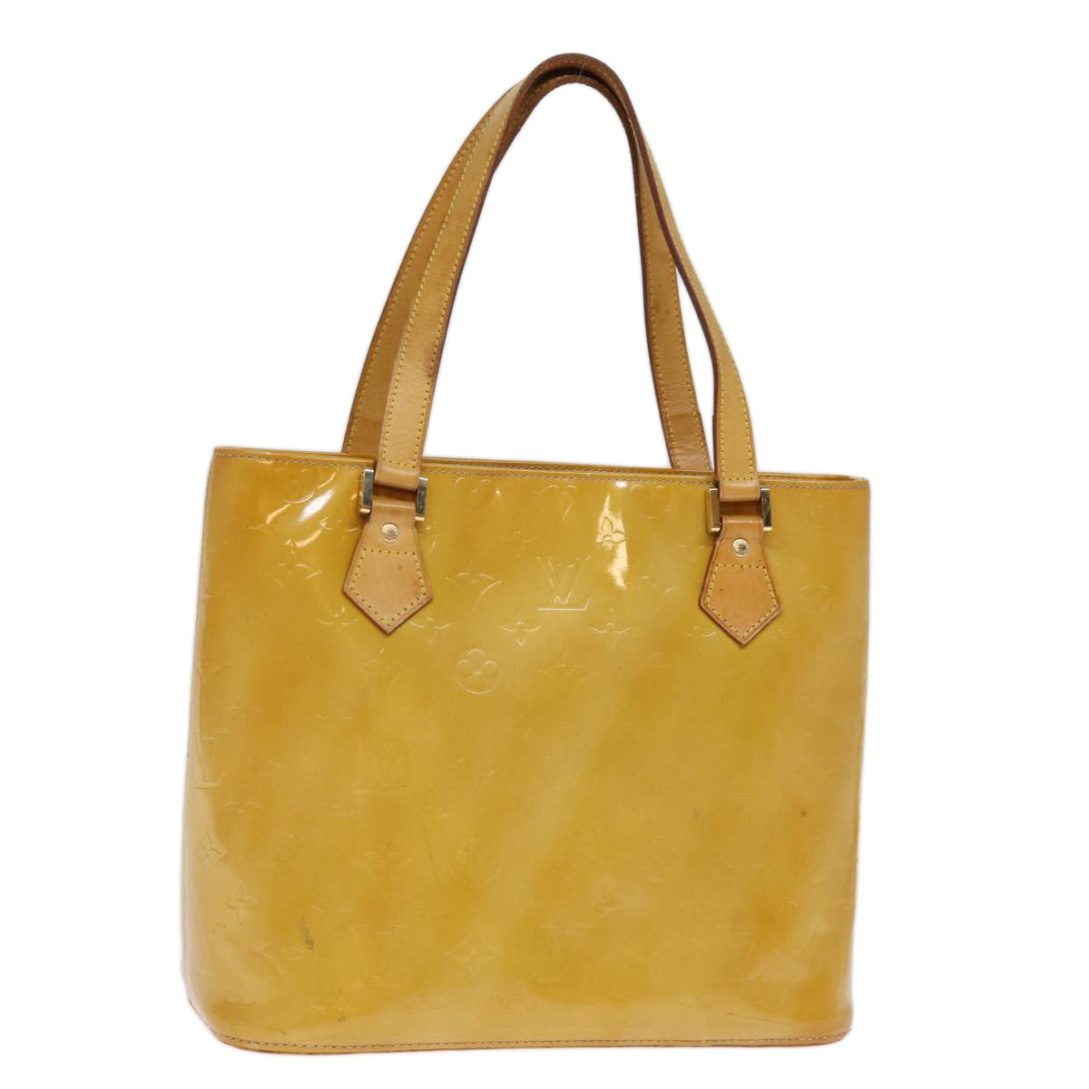 LOUIS VUITTON Monogram Vernis Houston Hand Bag Beige M91004 LV 74615