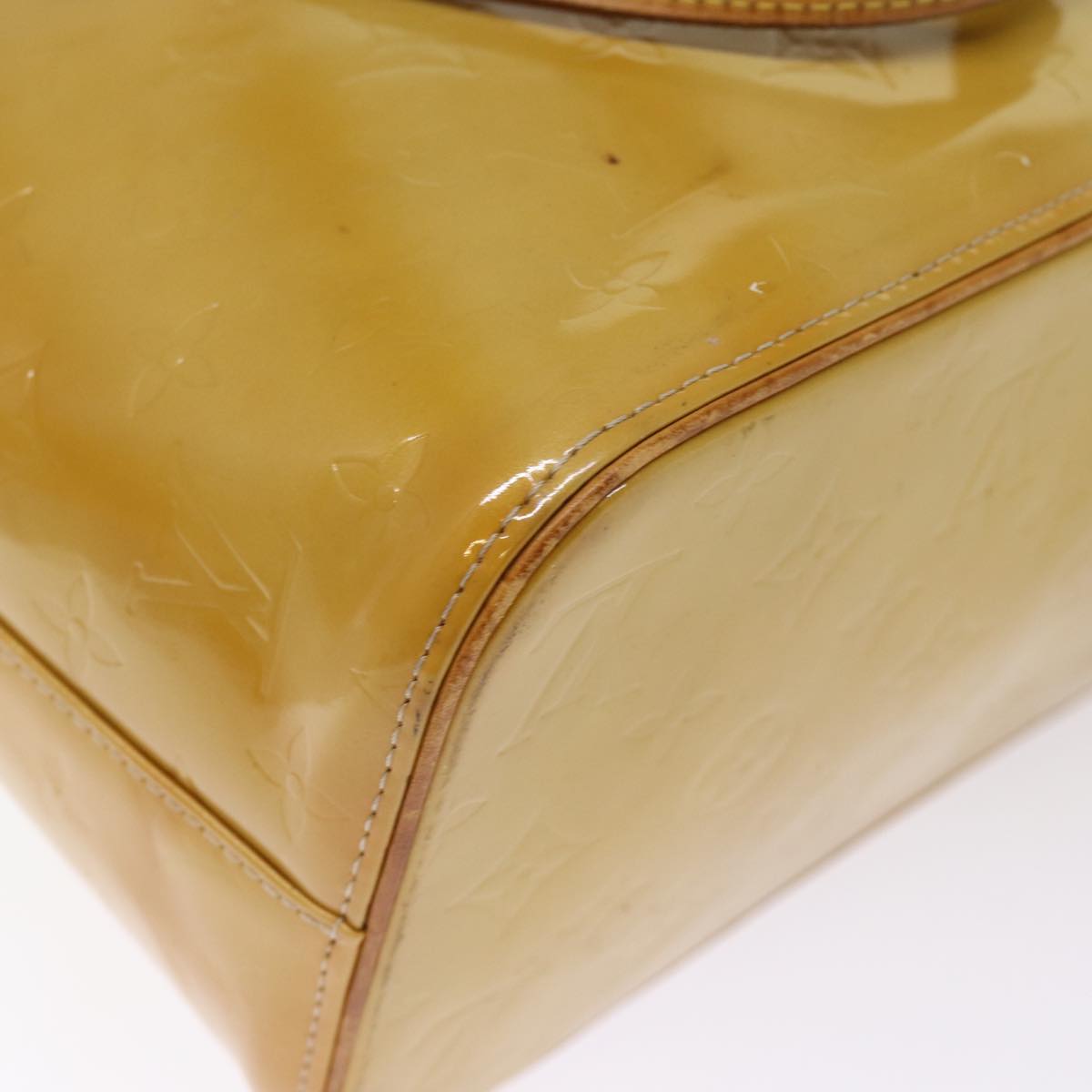 LOUIS VUITTON Monogram Vernis Houston Hand Bag Beige M91004 LV 74615