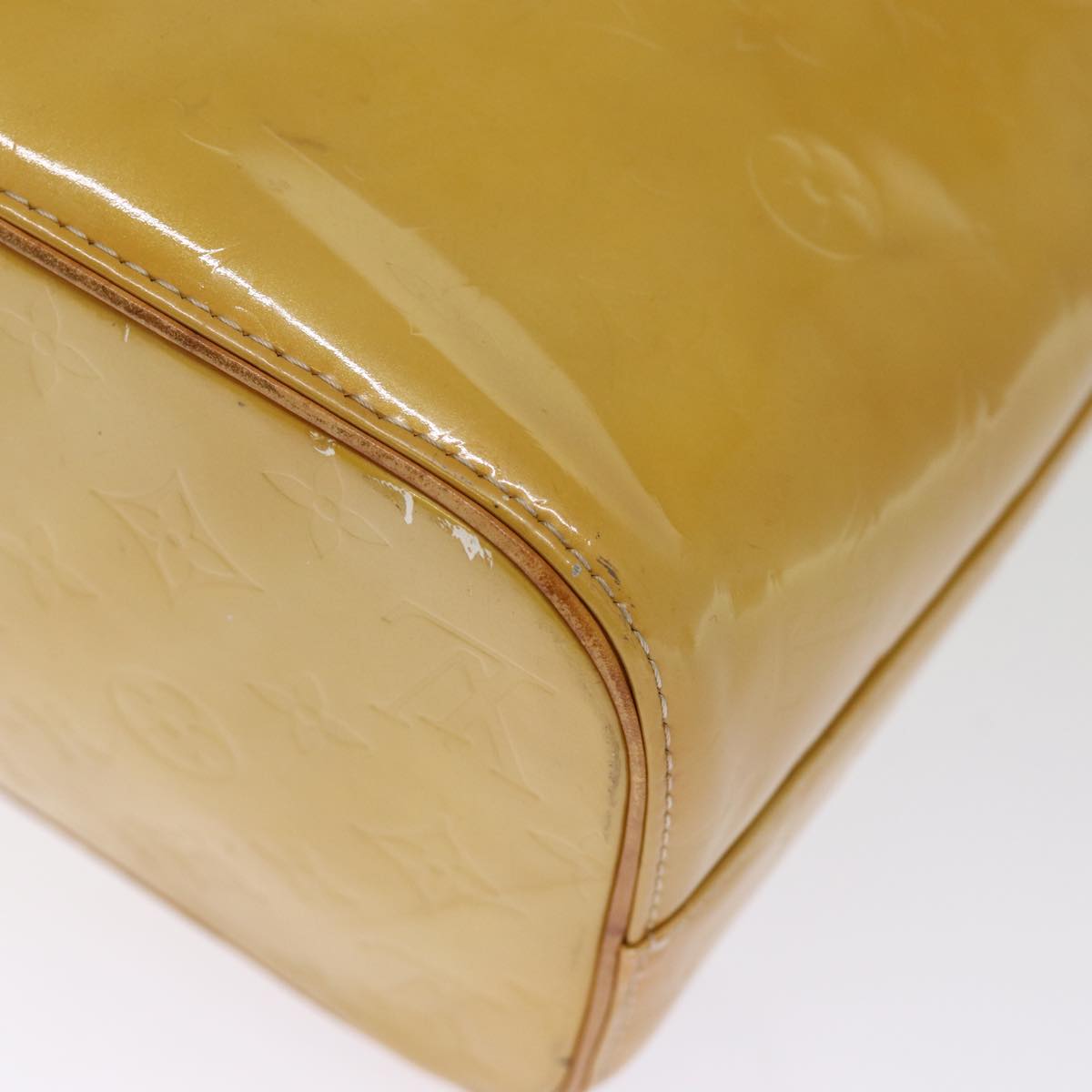 LOUIS VUITTON Monogram Vernis Houston Hand Bag Beige M91004 LV 74615