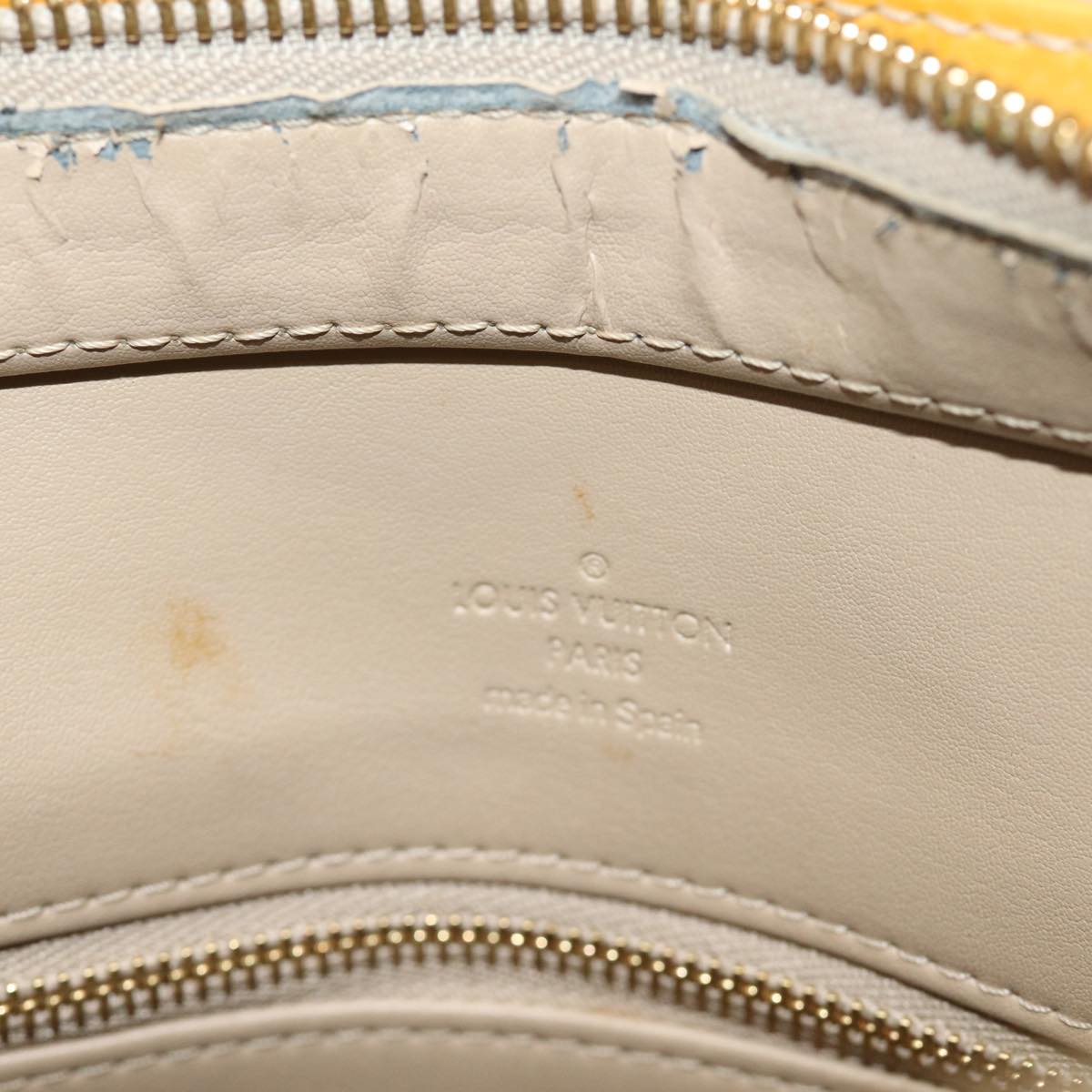 LOUIS VUITTON Monogram Vernis Houston Hand Bag Beige M91004 LV 74615