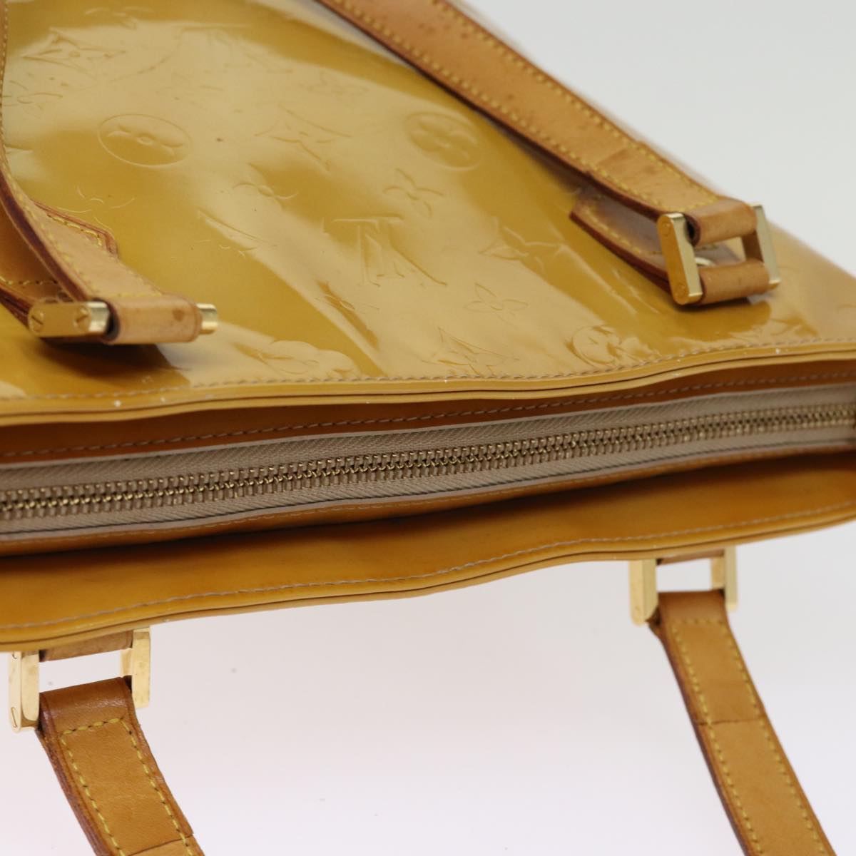 LOUIS VUITTON Monogram Vernis Houston Hand Bag Beige M91004 LV 74615