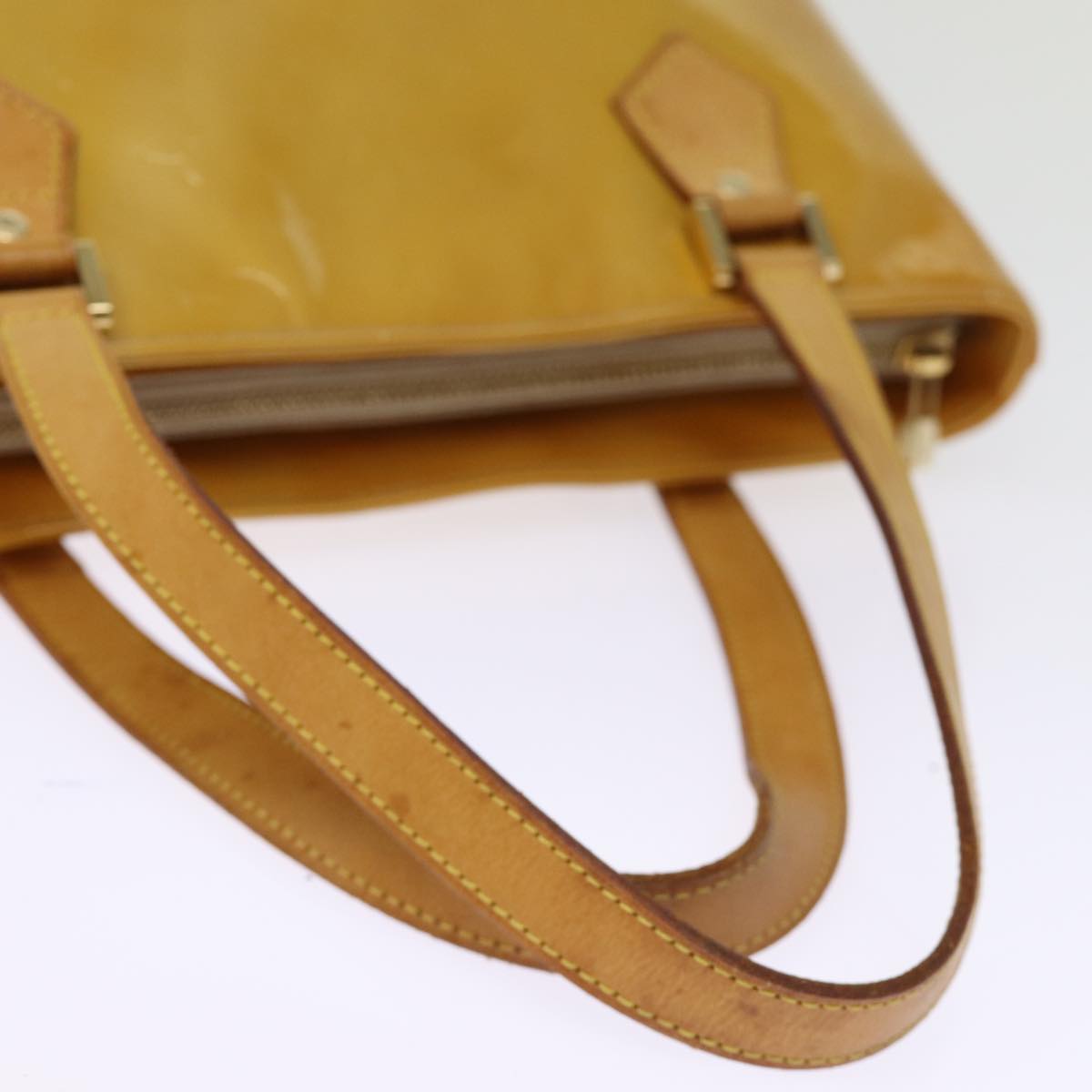 LOUIS VUITTON Monogram Vernis Houston Hand Bag Beige M91004 LV 74615