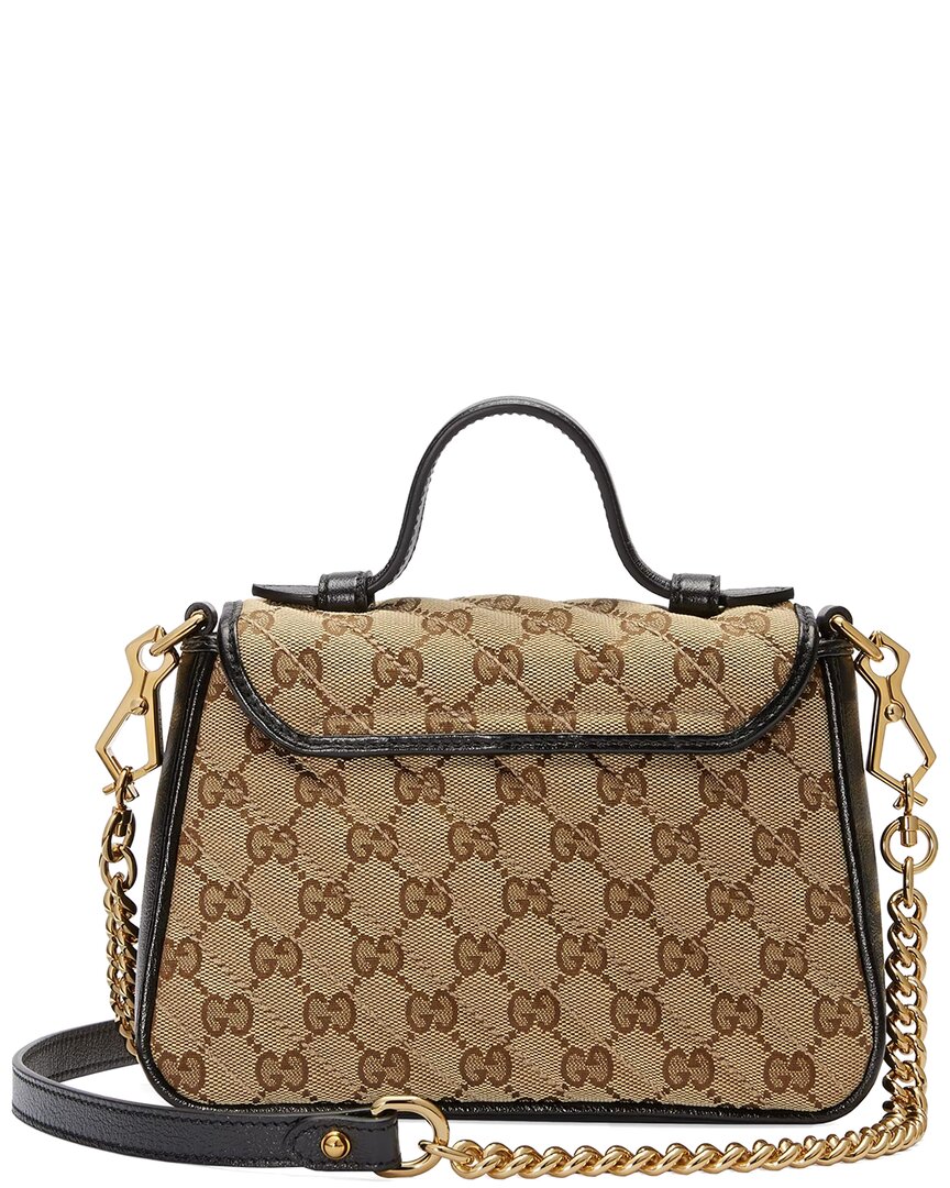 Luxury Gucci Trending 2025 GG Marmont Mini Canvas & Leather Top Handle Shoulder Bag
