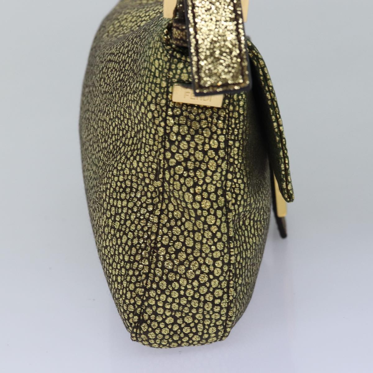 Luxury Fendi Mamma Baguette Shoulder Bag Canvas Gold Tone 4088361374891A