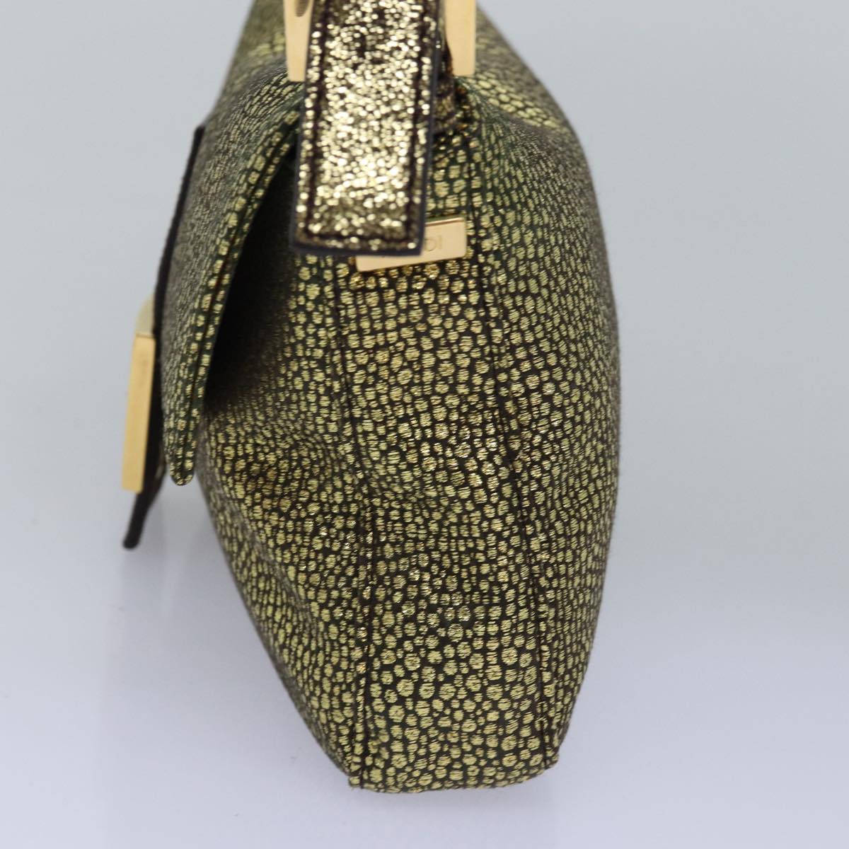 Luxury Fendi Mamma Baguette Shoulder Bag Canvas Gold Tone 4088361374891A
