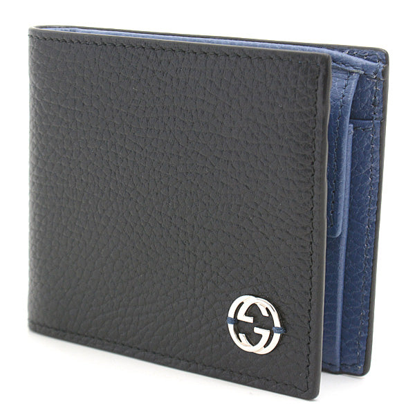 Luxury Gucci Trending 2025 Men's Interlocking G Bifold Wallet Black Blue 610466
