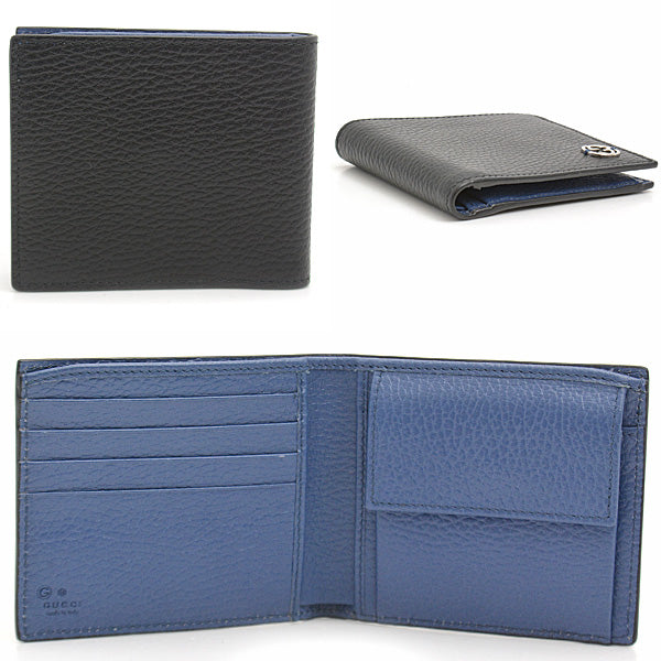 Luxury Gucci Trending 2025 Men's Interlocking G Bifold Wallet Black Blue 610466