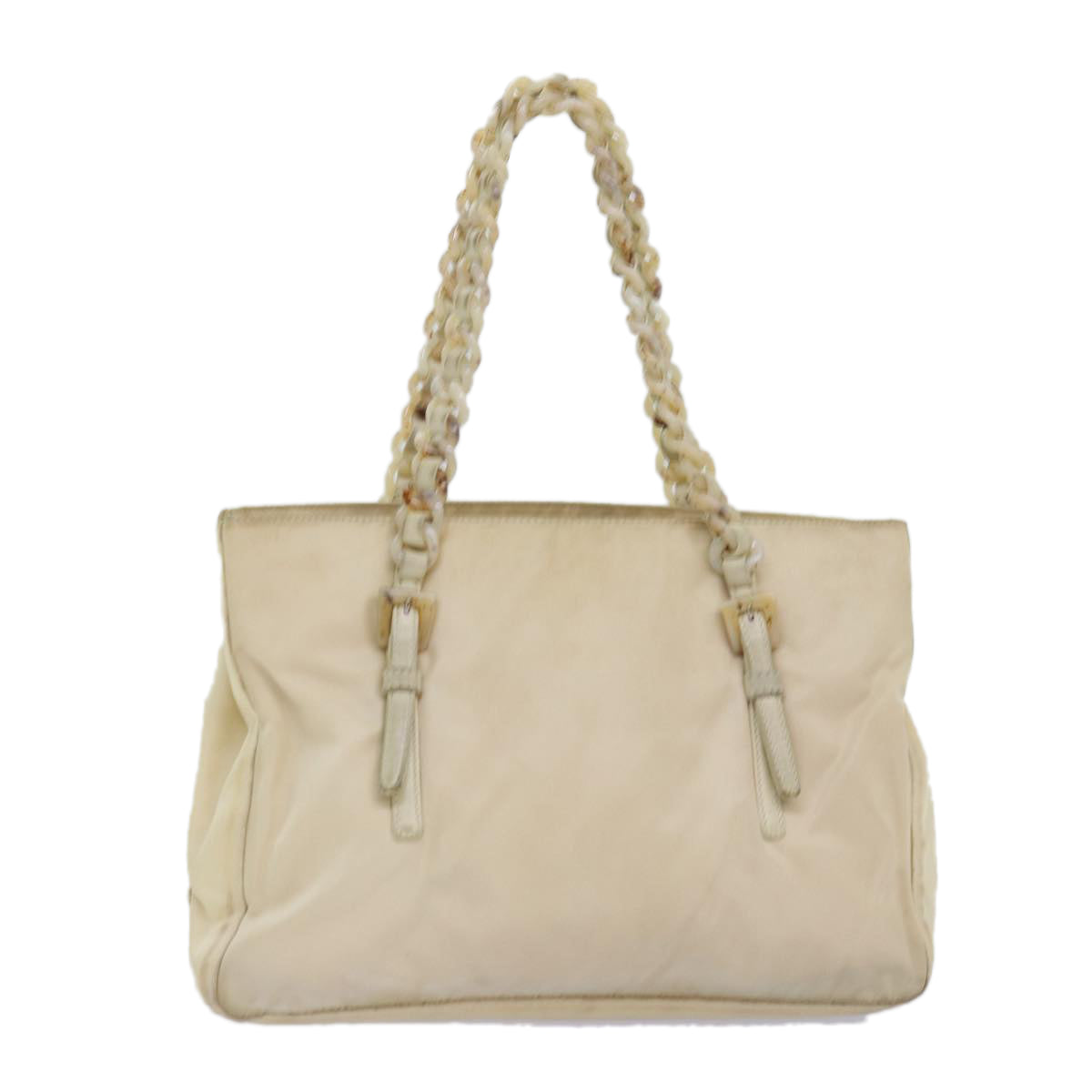 Luxury PradaChain Shoulder Bag Nylon Beige 74972