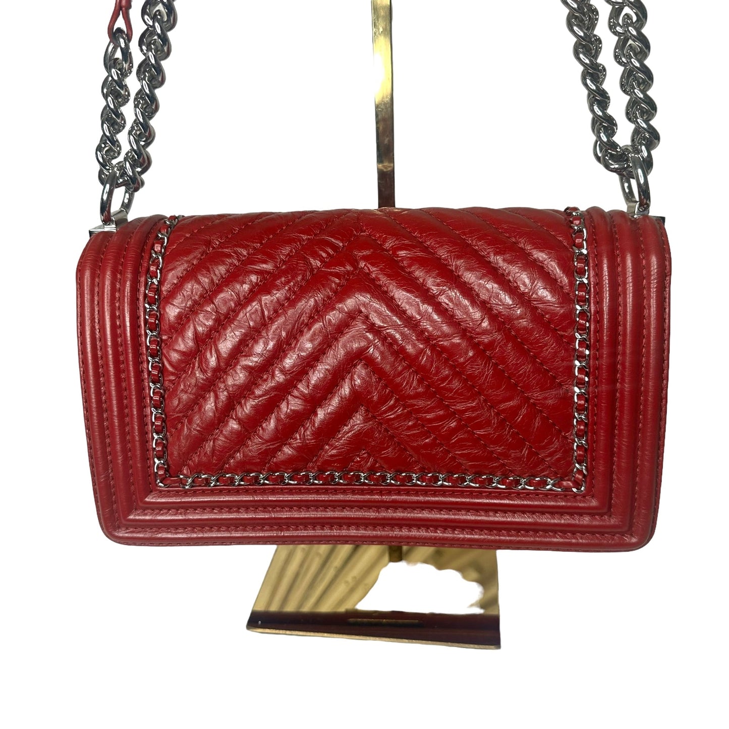 Luxury Chanel Red Jacket Boy Bag