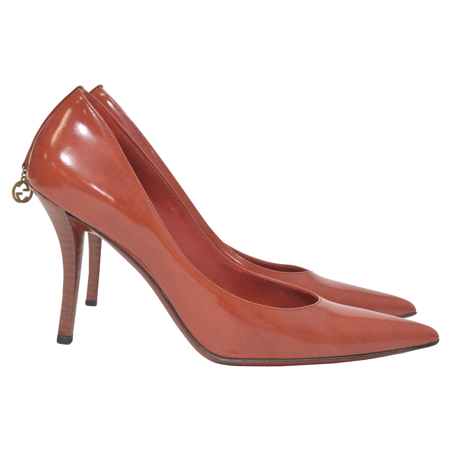 Gucci Pointed GG Pumps in Red Patent Leather
