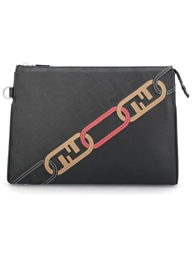 Luxury Fendi Men's O Lock FF Chain Print Clutch Bag Back