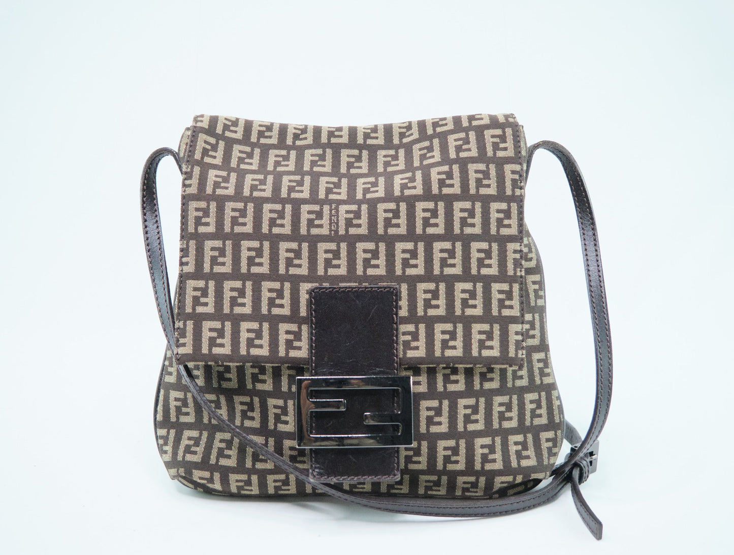 Luxury FendiZucchino Canvas Crossbody Bag - '10s