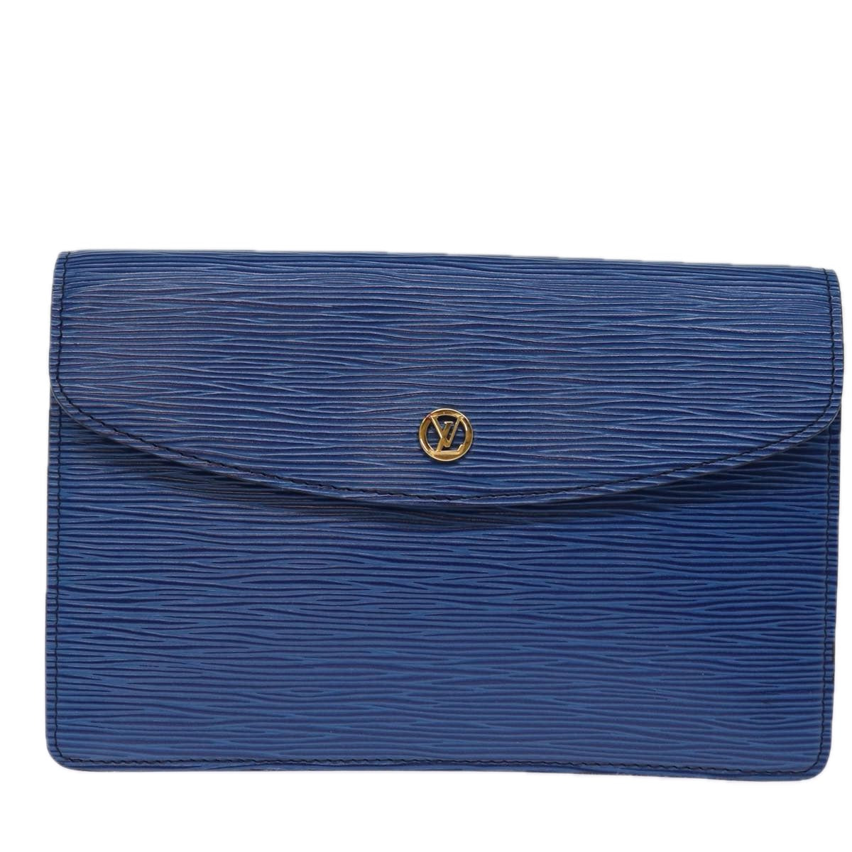 LOUIS VUITTON Epi Montaigne 23 Clutch Bag Blue M52665 LV 75039