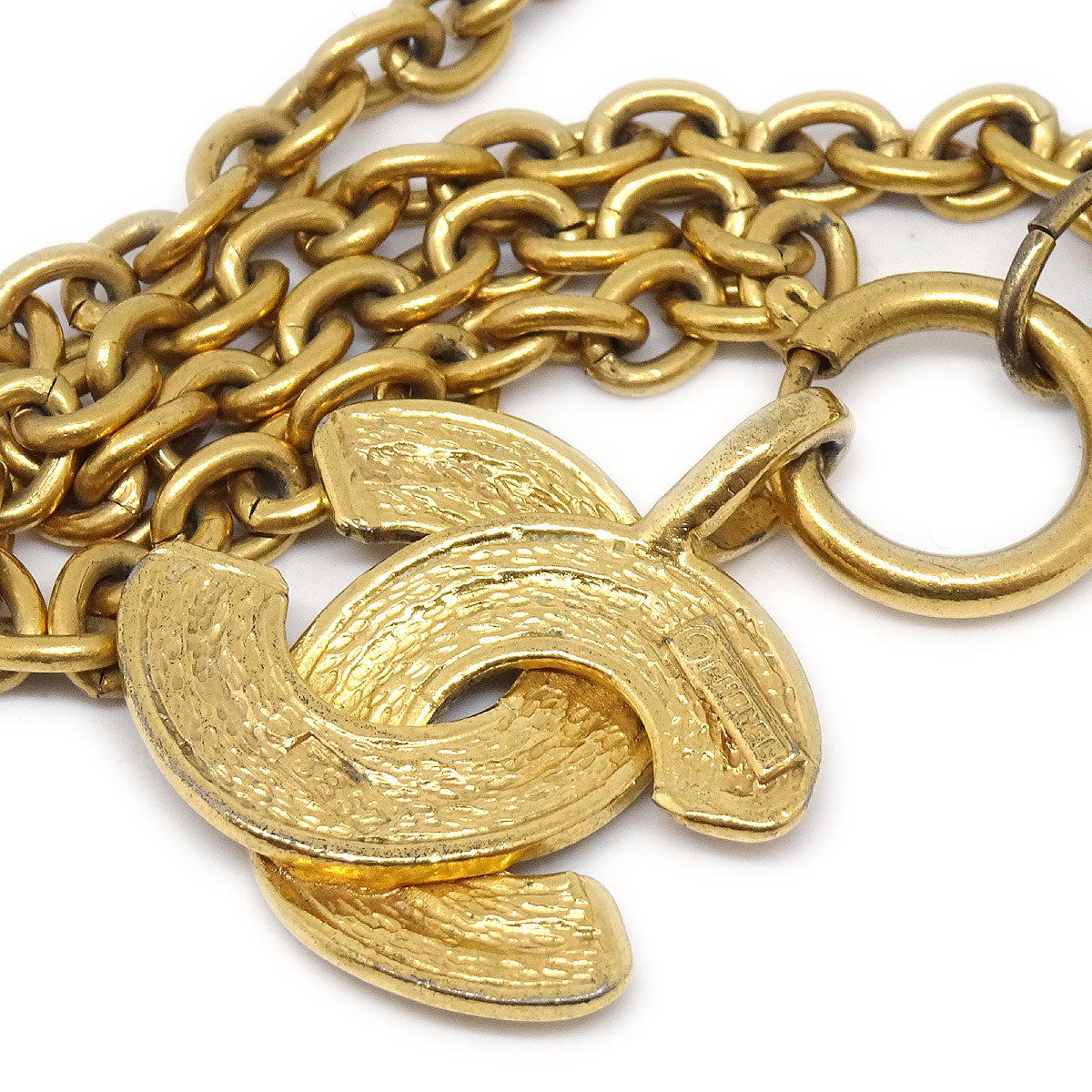 Luxury Chanel Quilted CC Gold Chain Pendant Necklace 3857