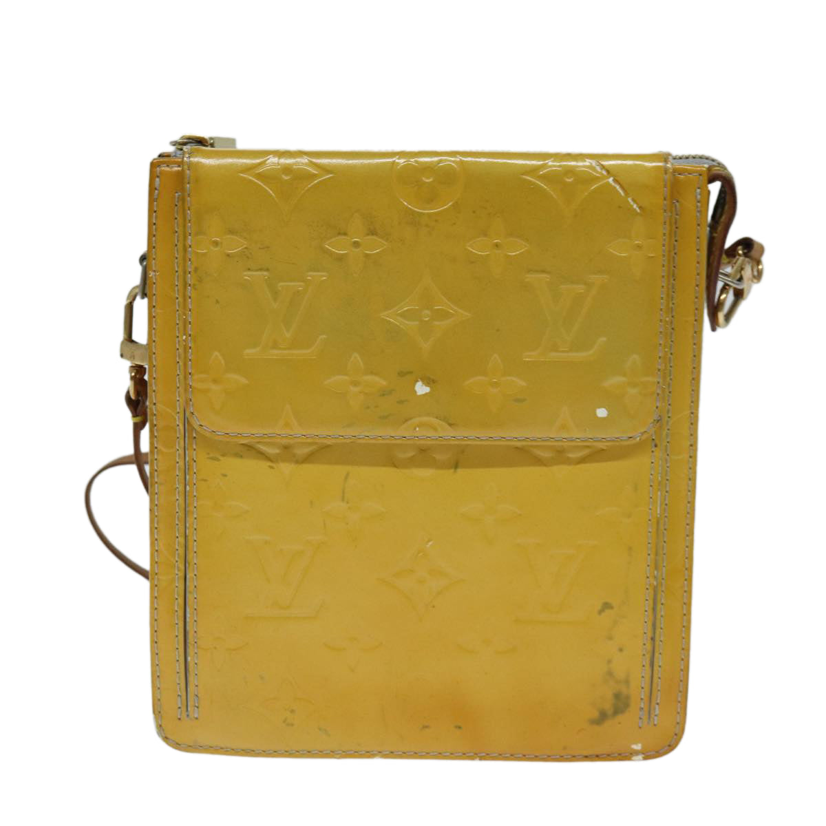 LOUIS VUITTON Monogram Vernis Motto Accessory Pouch Gris M91030 LV 75041