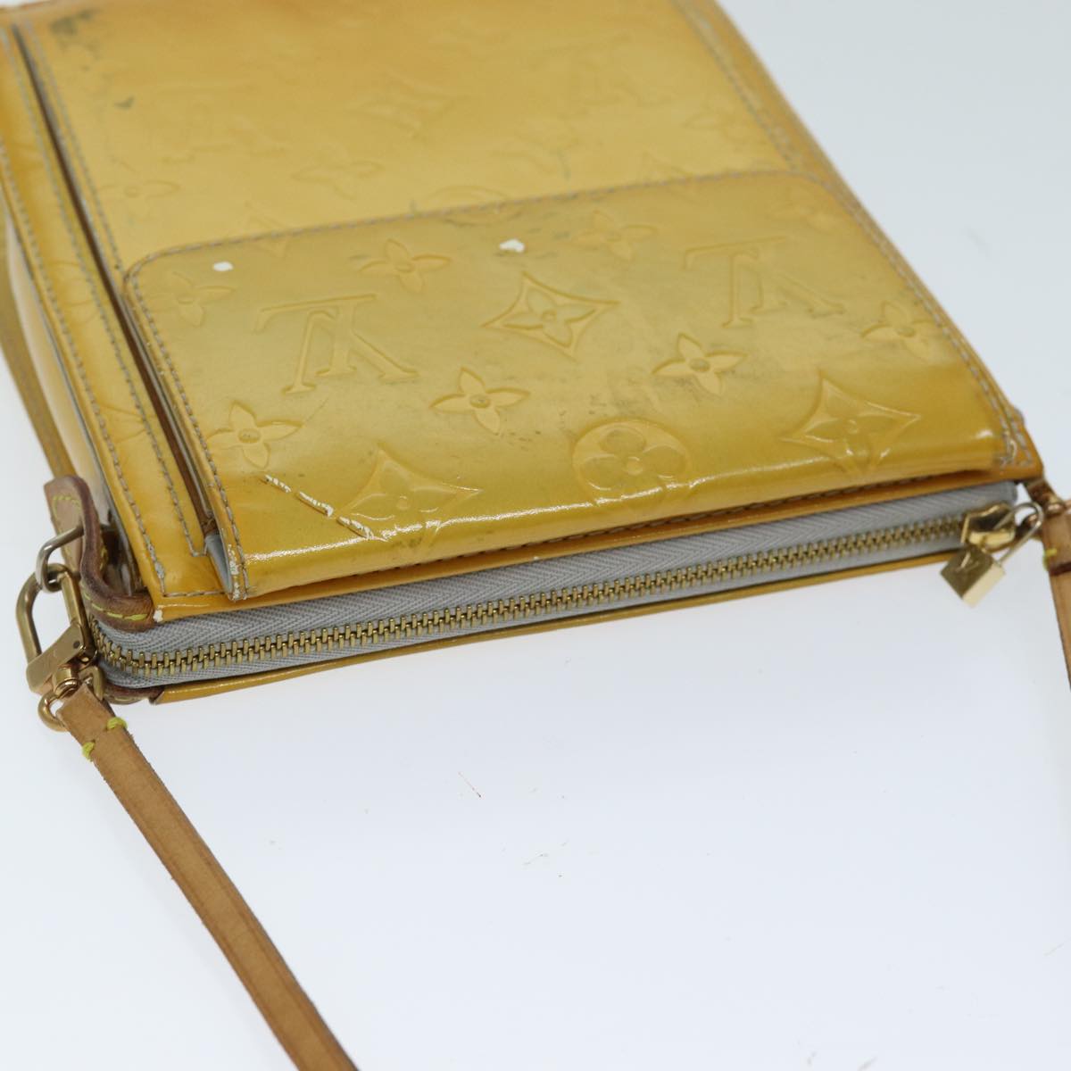 LOUIS VUITTON Monogram Vernis Motto Accessory Pouch Gris M91030 LV 75041