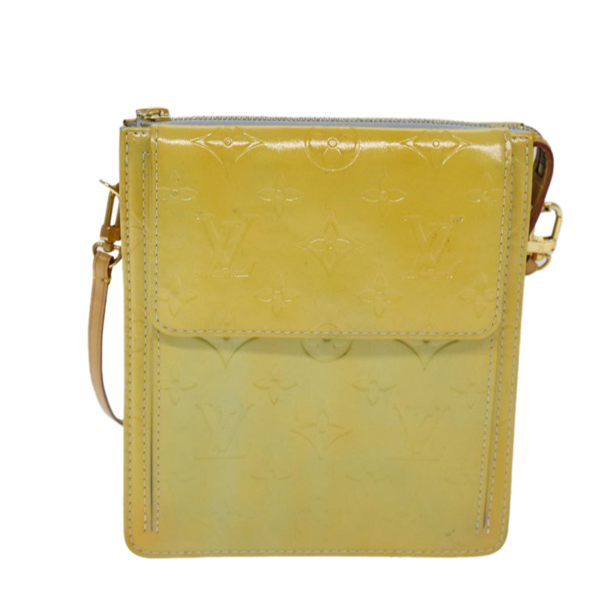 LOUIS VUITTON Monogram Vernis Motto Accessory Pouch Gris M91030 LV 75042