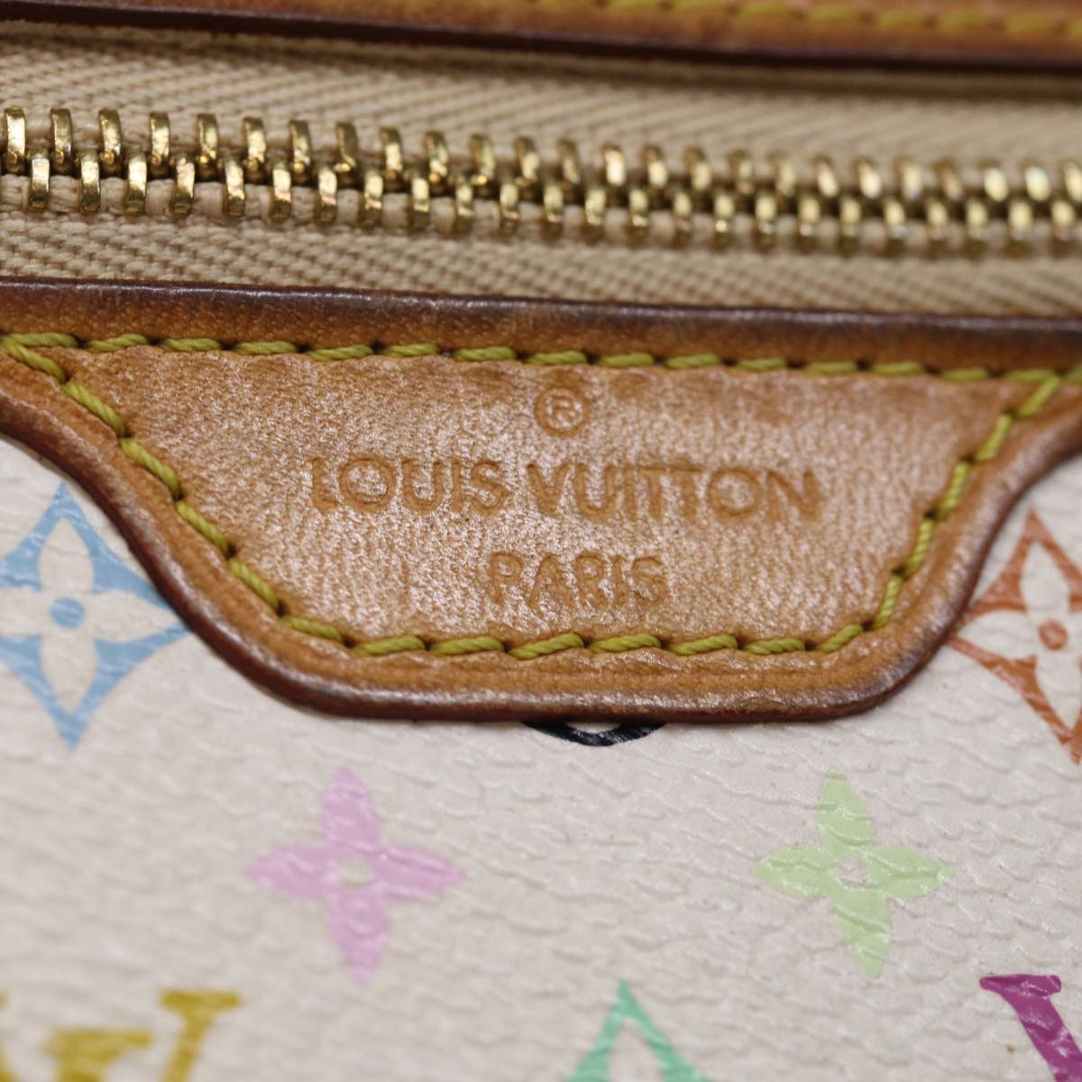 LOUIS VUITTON Monogram Multicolor Pochette MM Pouch White M60028 LV 75045