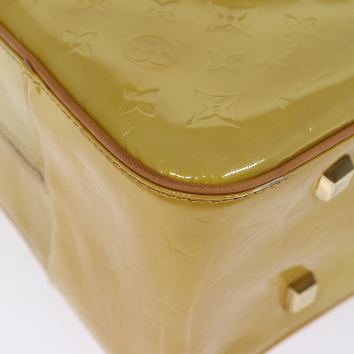 LOUIS VUITTON Monogram Vernis Sutton Boston Bag Beige M91139 LV 75103
