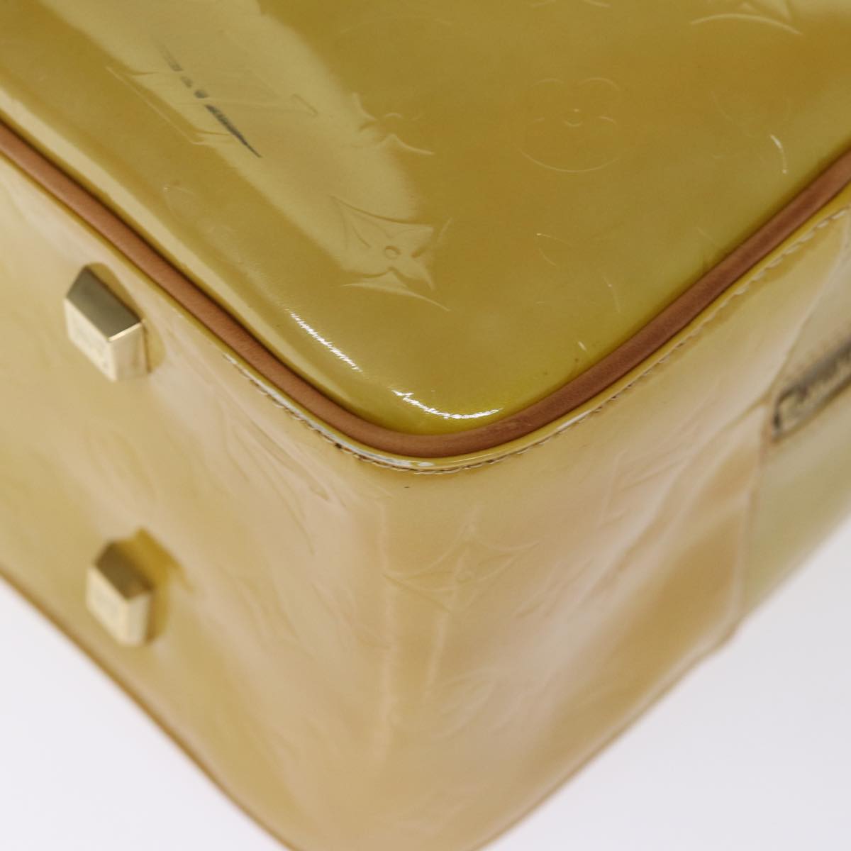 LOUIS VUITTON Monogram Vernis Sutton Boston Bag Beige M91139 LV 75103
