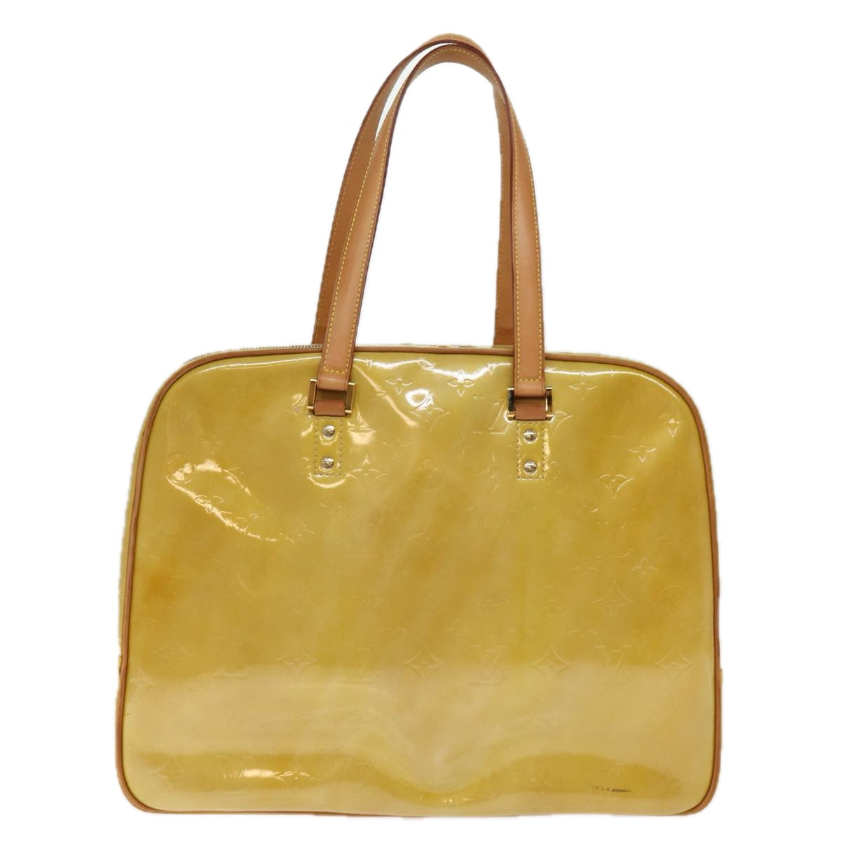 LOUIS VUITTON Monogram Vernis Sutton Boston Bag Beige M91139 LV 75103