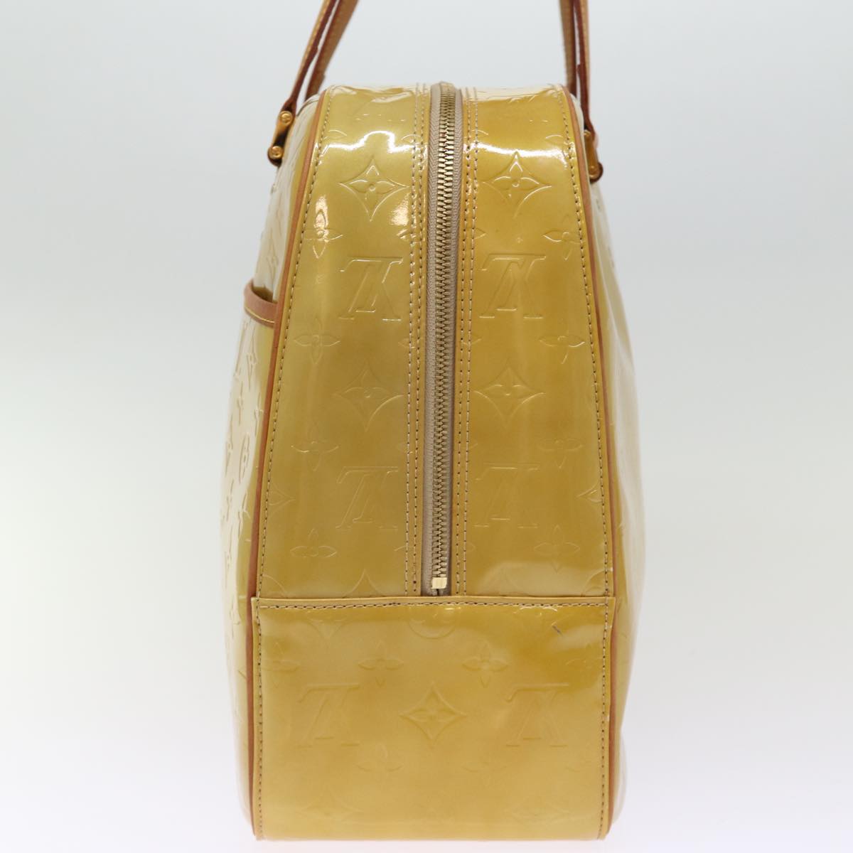LOUIS VUITTON Monogram Vernis Sutton Boston Bag Beige M91139 LV 75103