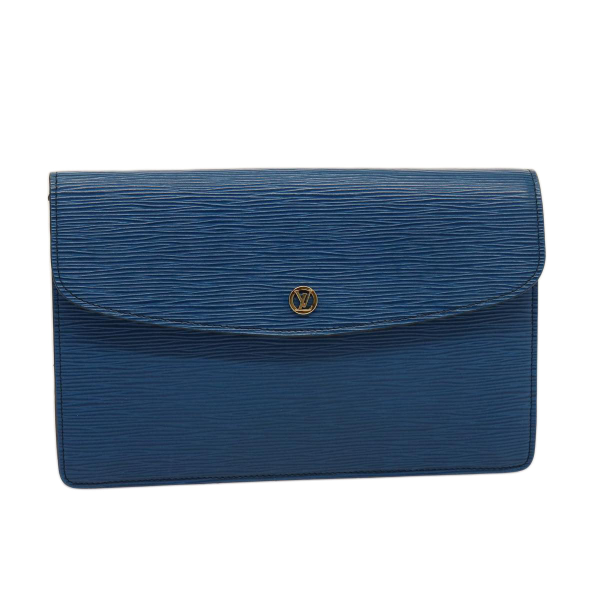 LOUIS VUITTON Epi Montaigne 27 Clutch Bag Blue M52655 LV 75166