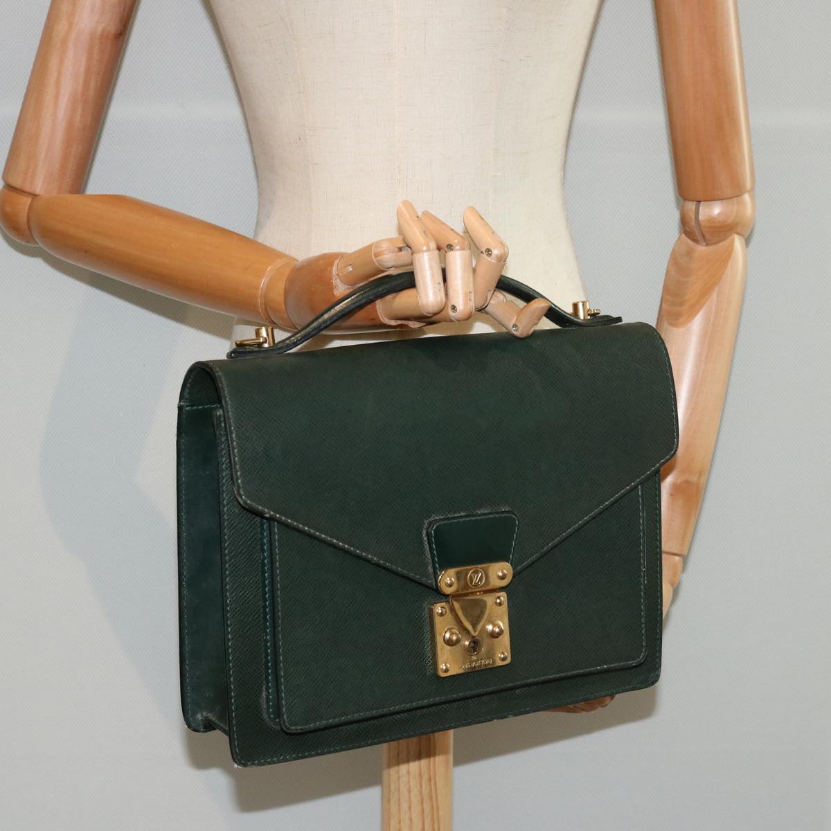 LOUIS VUITTON Taiga Monceau 28 Hand Bag 2way Epicea M32064 LV 75172