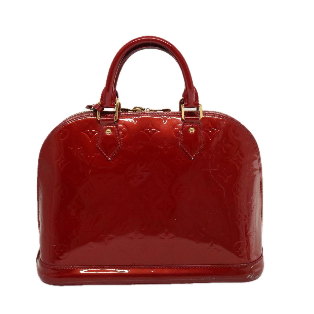 LOUIS VUITTON Monogram Vernis Alma PM Hand Bag Red Slys M90169 LV 75188