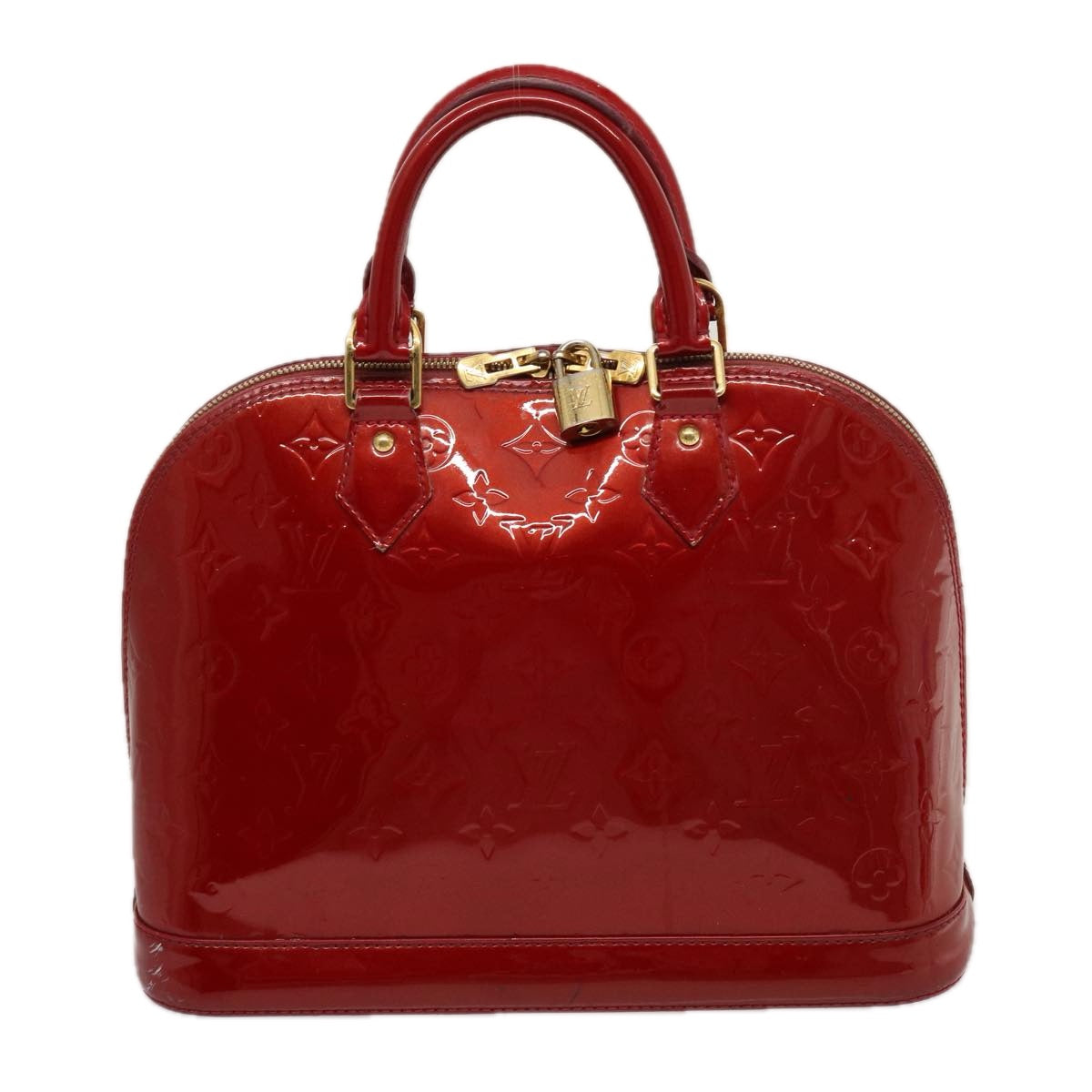 LOUIS VUITTON Monogram Vernis Alma PM Hand Bag Red Slys M90169 LV 75188