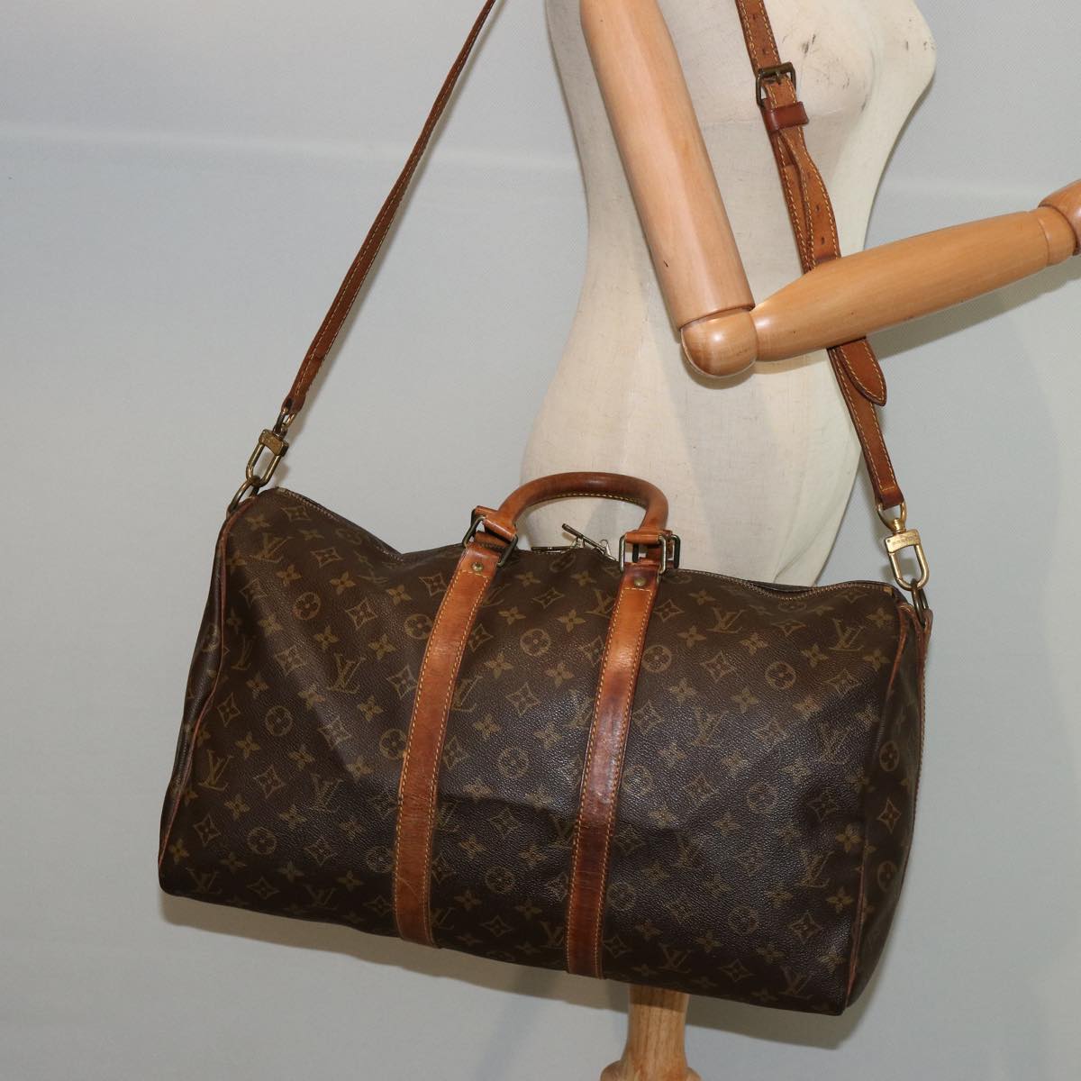 LOUIS VUITTON Monogram Keepall Bandouliere 45 Boston Bag M41418 LV 75202