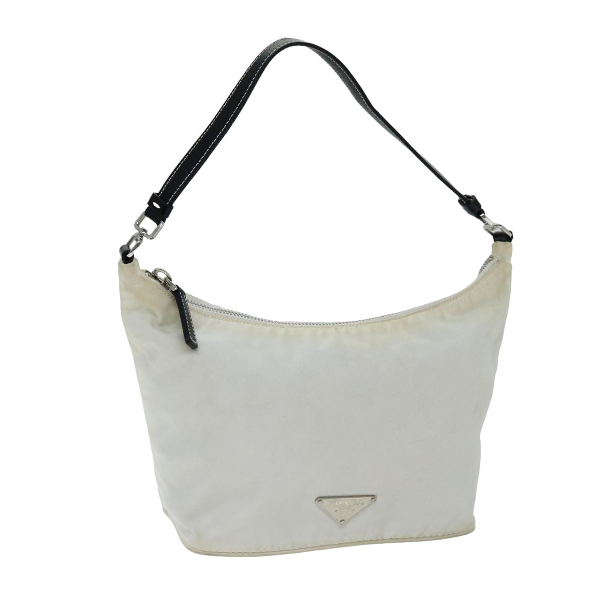 Luxury PradaShoulder Bag Nylon Leather White Black 75215