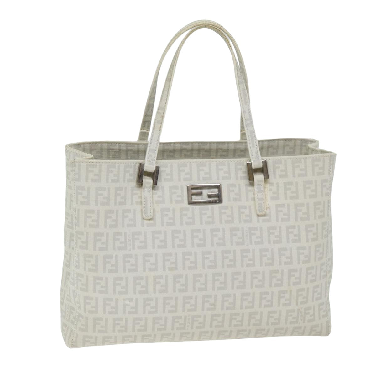Luxury Fendi Zucchino Canvas Hand Bag White75224