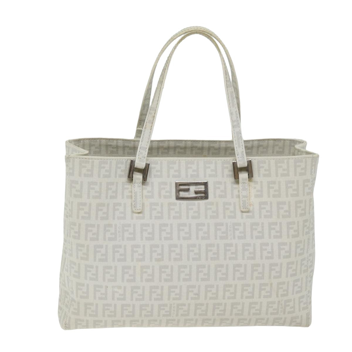 Luxury Fendi Zucchino Canvas Hand Bag White75224