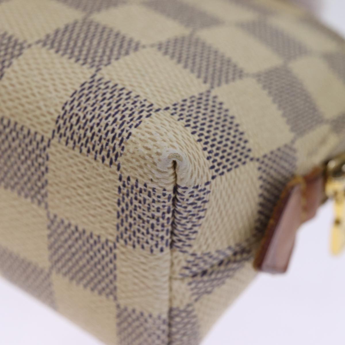 LOUIS VUITTON Damier Azur Pochette Cosmetic PM Pouch N60024 LV 75259