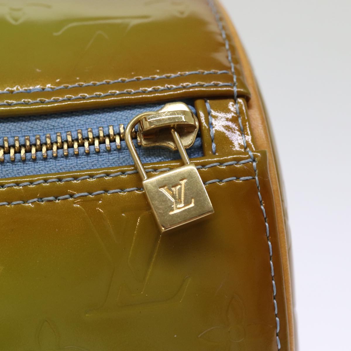 LOUIS VUITTON Monogram Vernis Bedford Hand Bag Baby Blue M91007 LV 75281